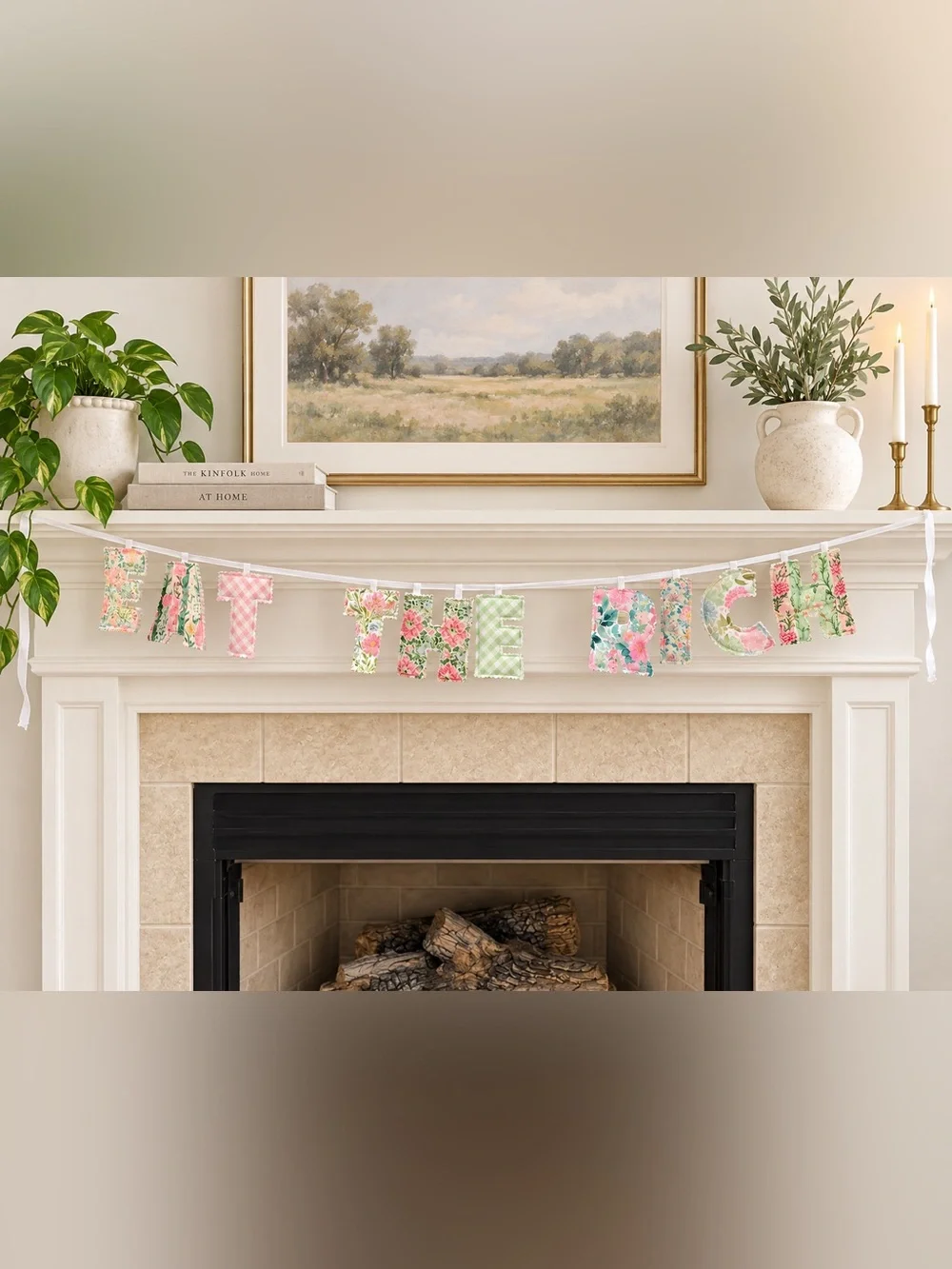 Floral 'EAT THE RICH' Banner - Multicolor
